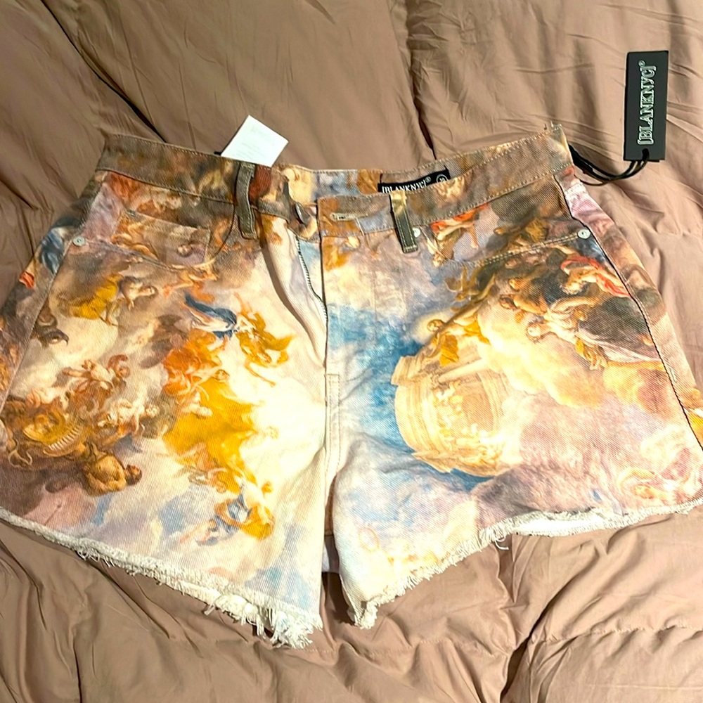 New blank nyc revolve printed denim shorts